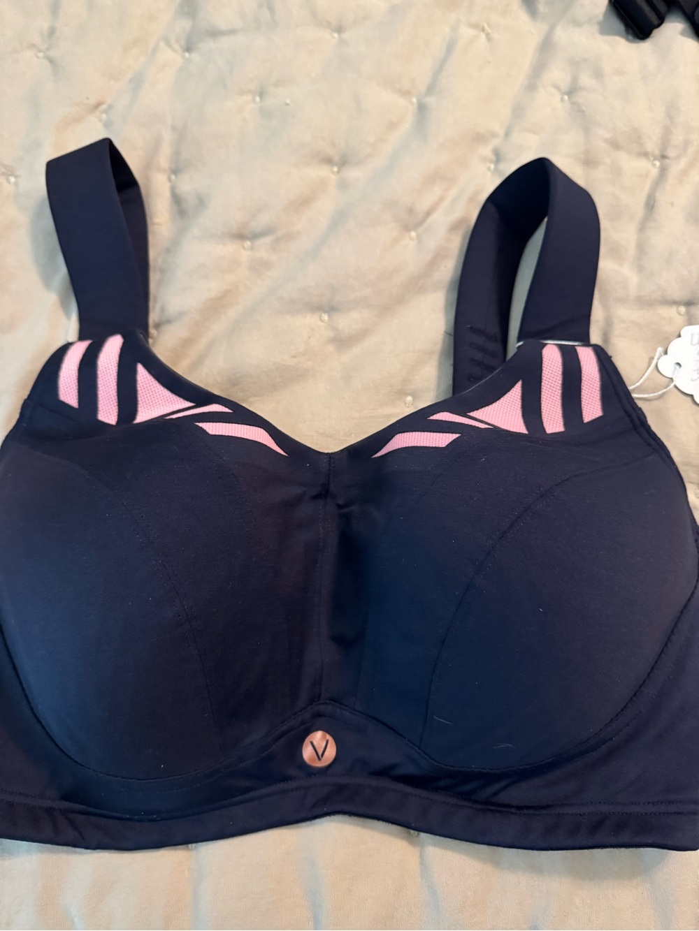 Livi Active Navy and Pink High-Impact Sports Bra